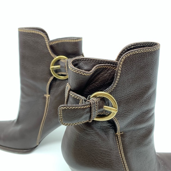 Coach Nancie Buckle Leather Ankle Boot Heel Sz 8B - Picture 4 of 5